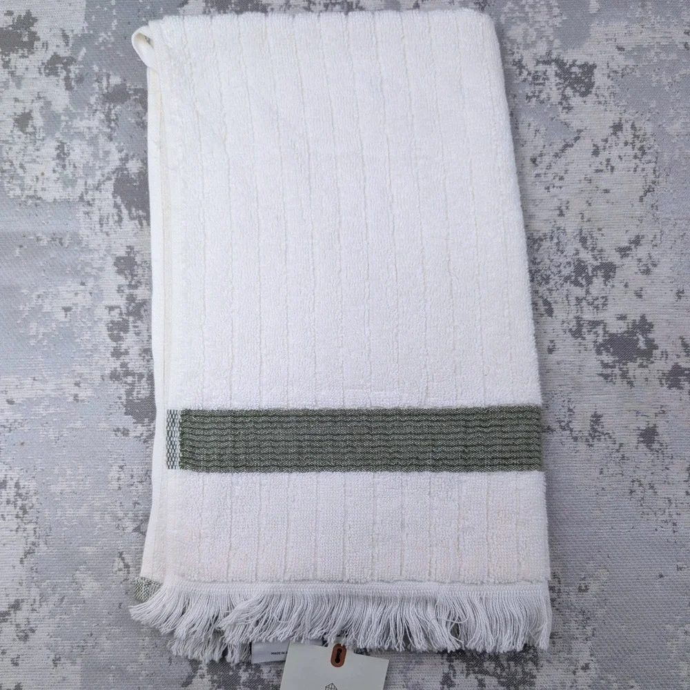 Hearth & Hand with Magnolia Set of 2 Hand Towels Cream‎ Olive Green Stripe NWT